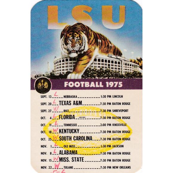 Vintage 1975 1976 1977 LSU Tigers Pocket Mini Football Schedule - A1118 - Picture 4 of 8